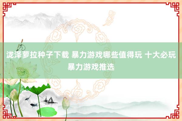 泷泽萝拉种子下载 暴力游戏哪些值得玩 十大必玩暴力游戏推选